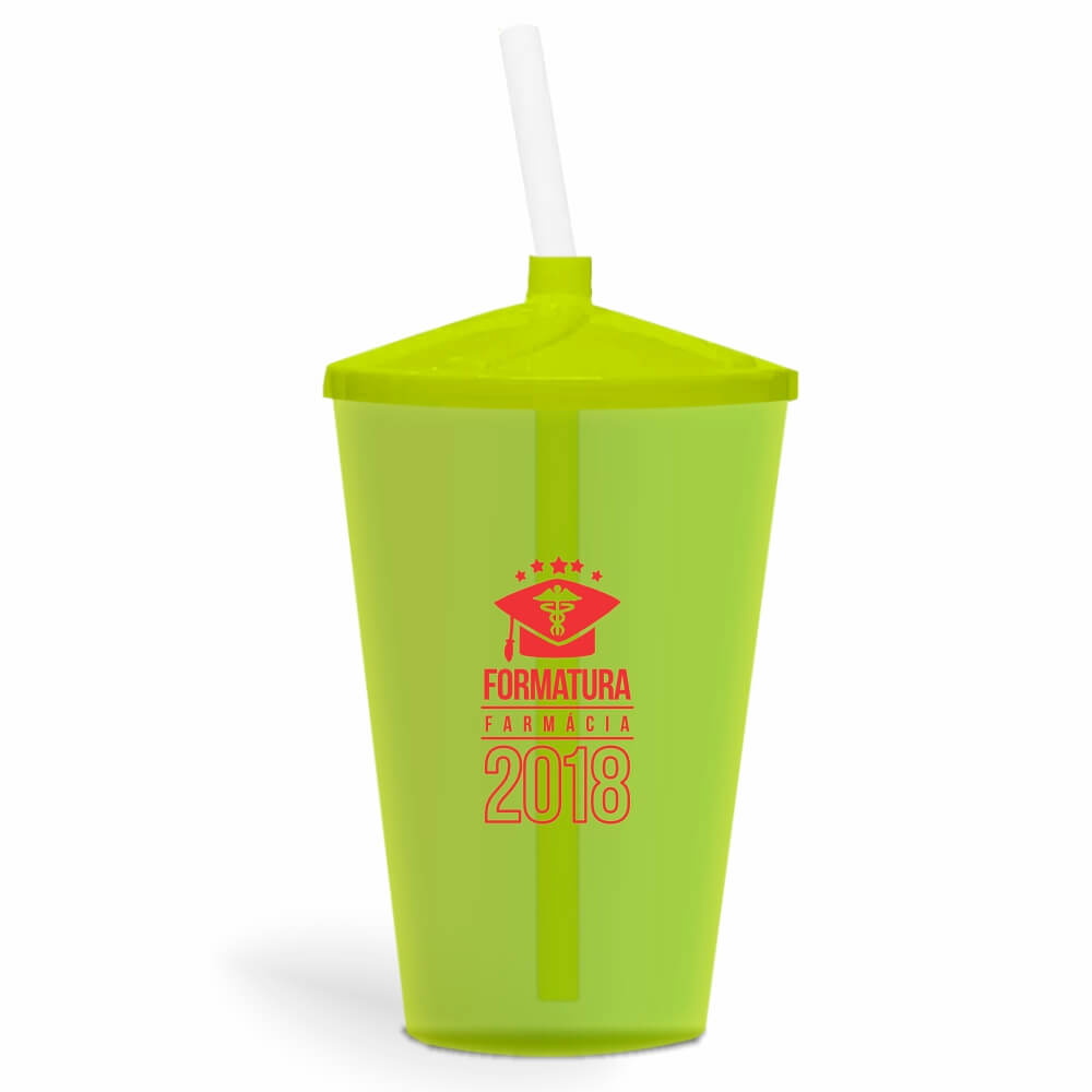 CANECA, COPOS E TAÇAS COPOS COPOS PLÁSTICOS COPO TWISTER COM CANUDO 600ML IMPRESSÃO 1 COR TRANSPARENTE AMARELO NEON