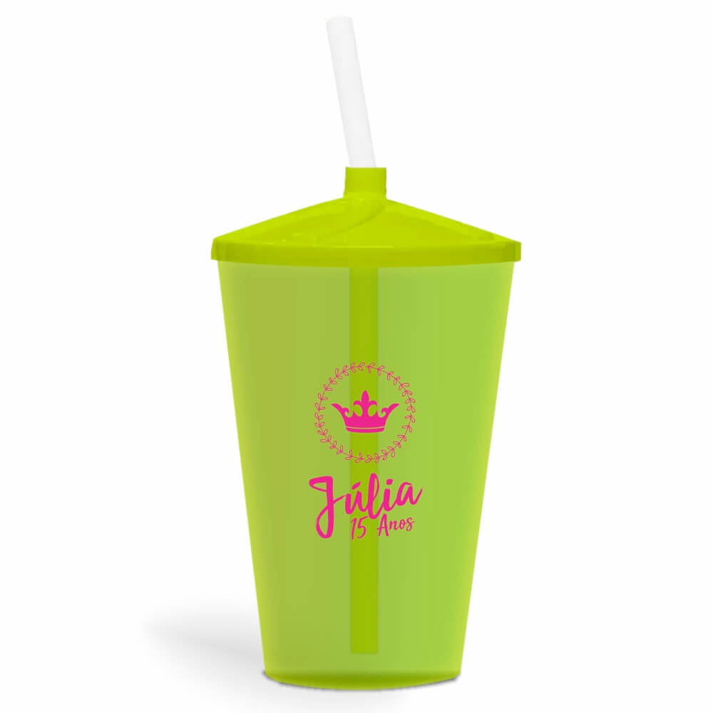 CANECA, COPOS E TAÇAS COPOS COPOS PLÁSTICOS COPO TWISTER COM CANUDO 600ML IMPRESSÃO 1 COR TRANSPARENTE AMARELO NEON