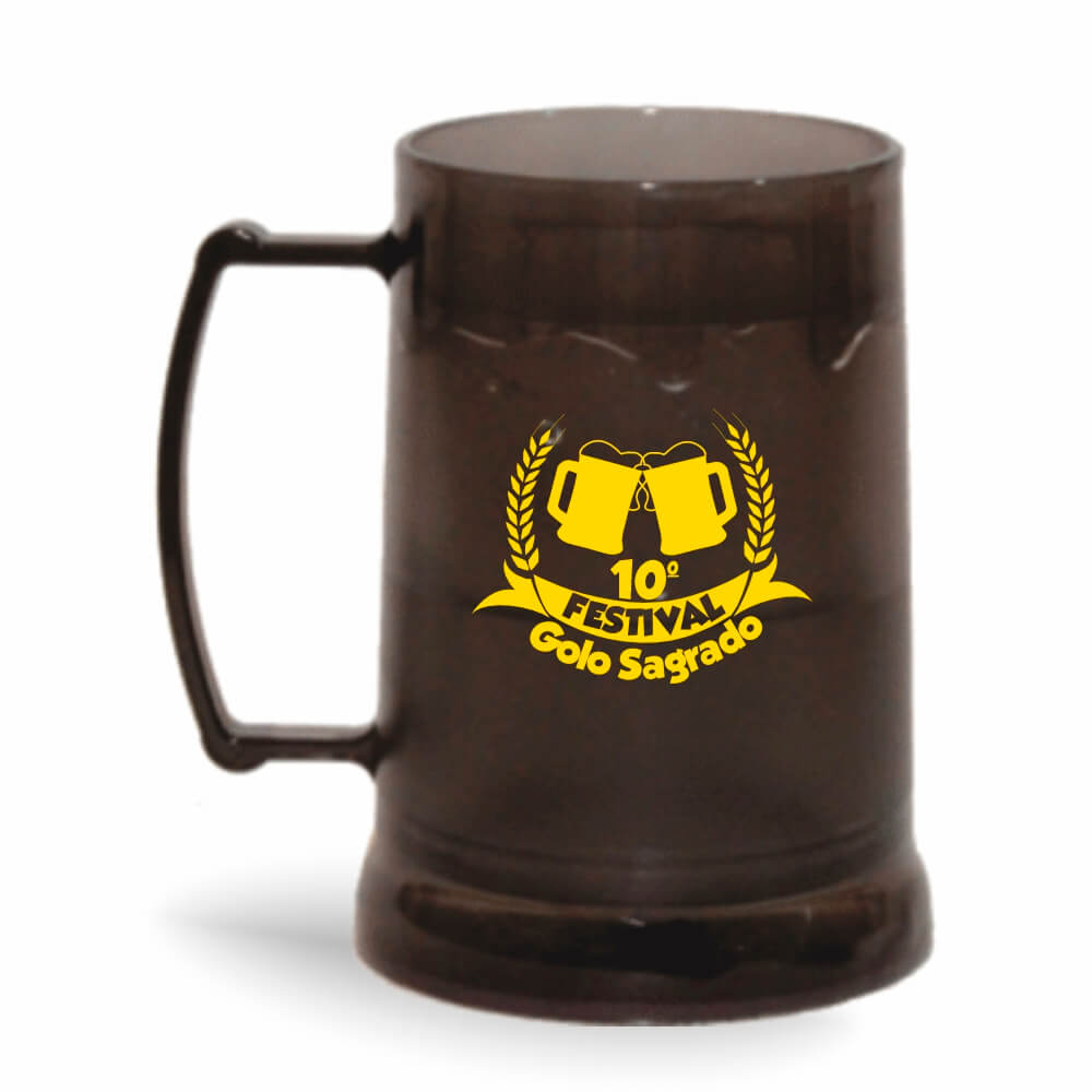 CANECA, COPOS E TAÇAS CANECAS CANECAS PLÁSTICAS COM GEL 300ML IMPRESSÃO 1 COR TRANSPARENTE FUMÊ COM GEL INCOLOR