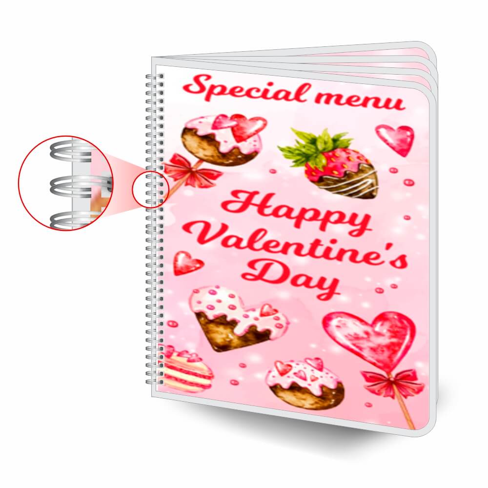 CARDÁPIOS CARDÁPIOS PERSONALIZADOS WIRE O 8 PÁGINAS PLASTIFICAÇÃO RÍGIDA 0,10MM COUCHÊ 150G 210X300MM