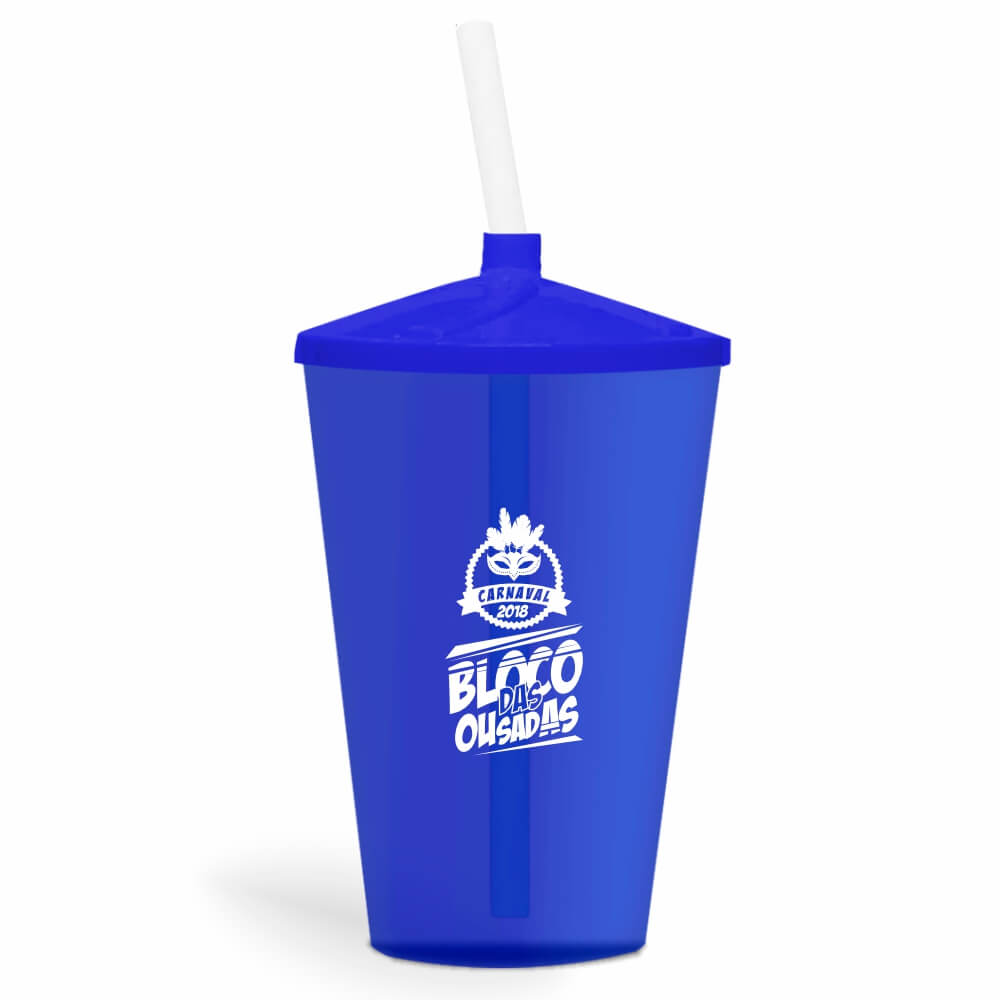 CANECA, COPOS E TAÇAS COPOS COPOS PLÁSTICOS COPO TWISTER COM CANUDO 600ML IMPRESSÃO 1 COR TRANSPARENTE AZUL