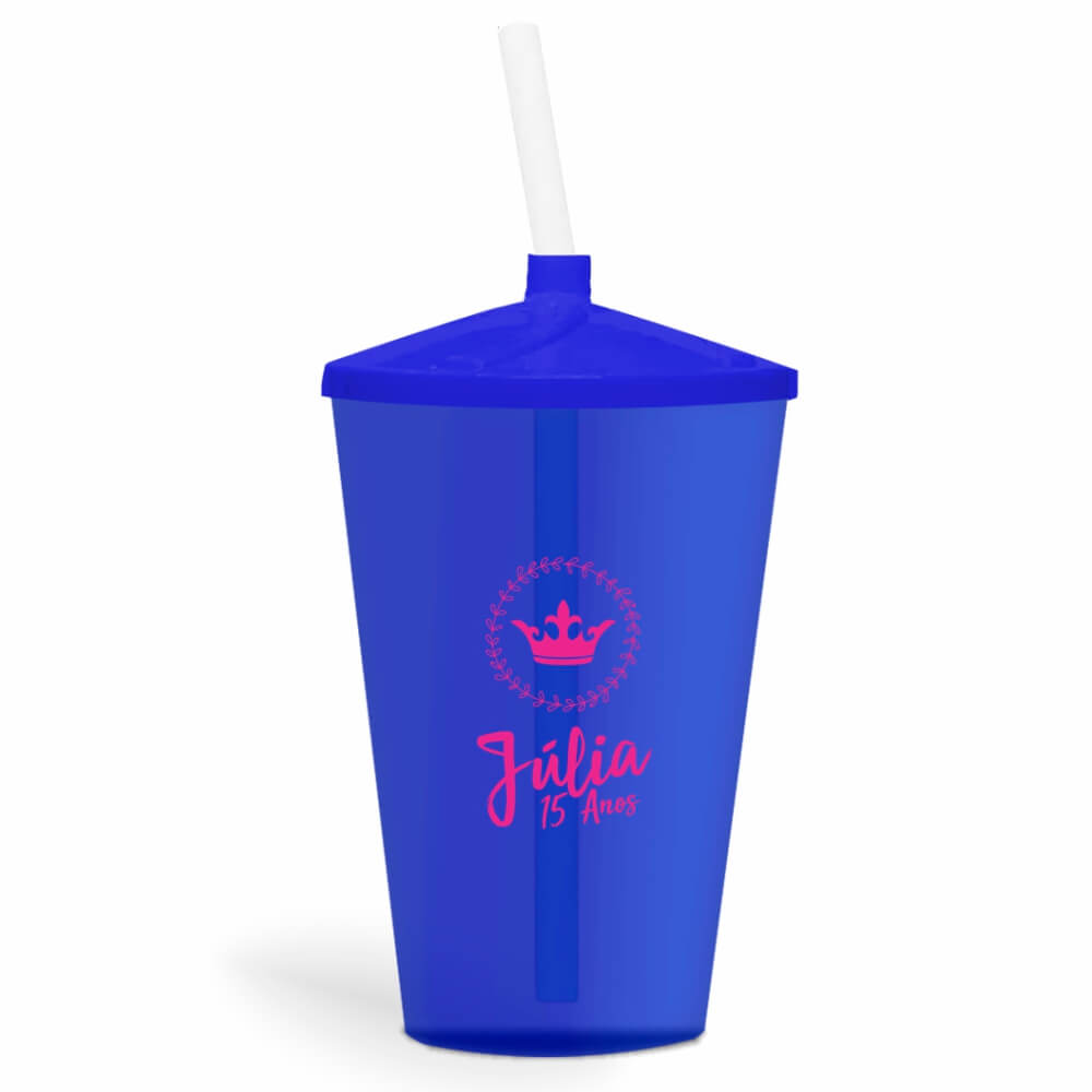 CANECA, COPOS E TAÇAS COPOS COPOS PLÁSTICOS COPO TWISTER COM CANUDO 600ML IMPRESSÃO 1 COR TRANSPARENTE AZUL