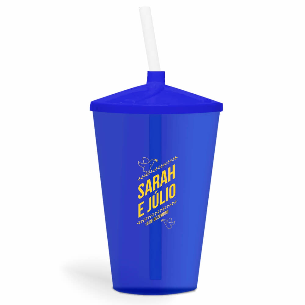 CANECA, COPOS E TAÇAS COPOS COPOS PLÁSTICOS COPO TWISTER COM CANUDO 600ML IMPRESSÃO 1 COR TRANSPARENTE AZUL