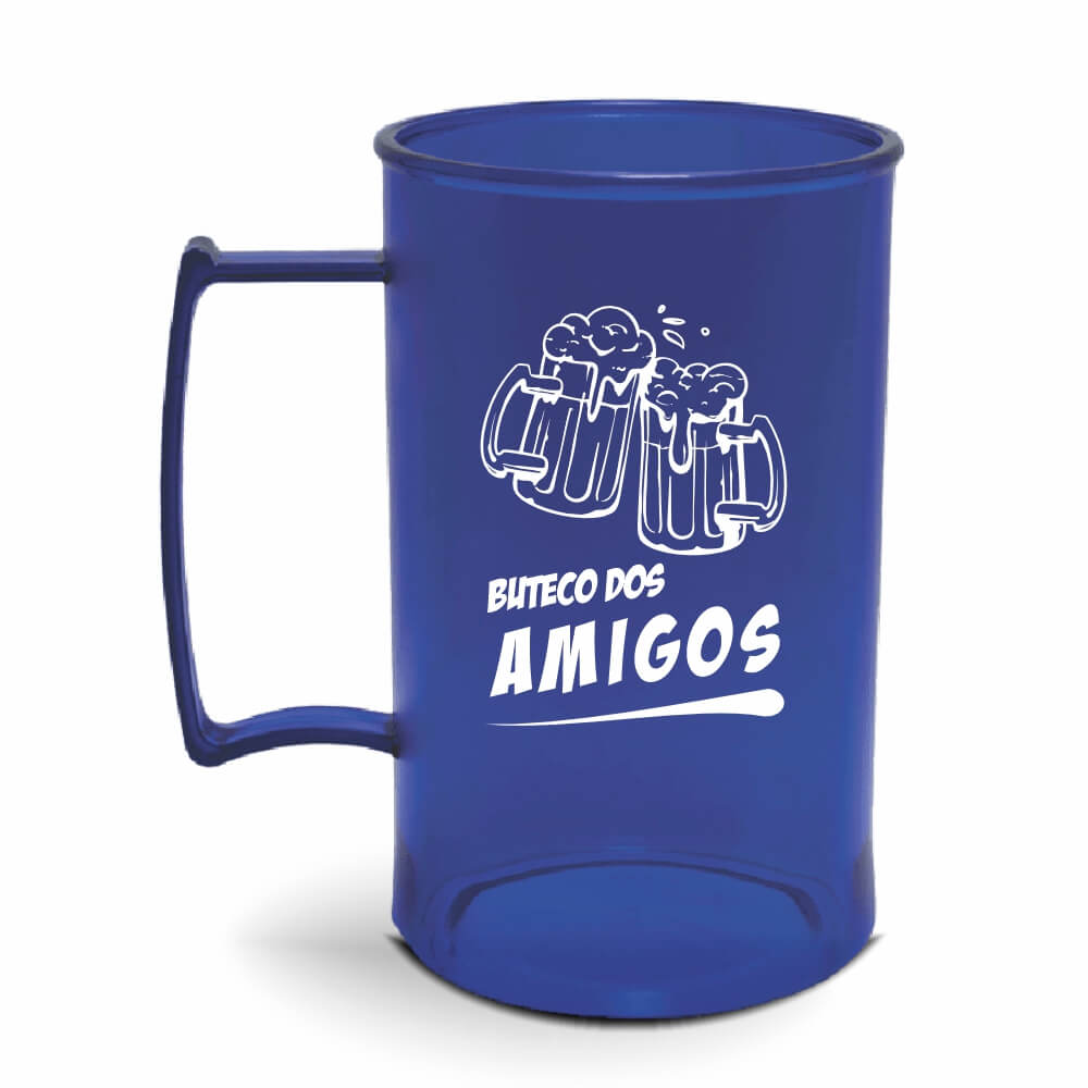 CANECA, COPOS E TAÇAS CANECAS CANECAS PLÁSTICAS CHOPP 300ML IMPRESSÃO 1 COR TRANSPARENTE AZUL