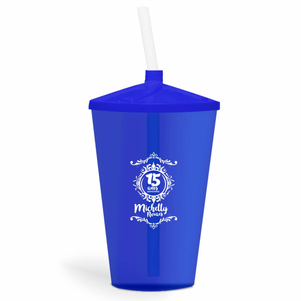 CANECA, COPOS E TAÇAS COPOS COPOS PLÁSTICOS COPO TWISTER COM CANUDO 600ML IMPRESSÃO 1 COR TRANSPARENTE AZUL