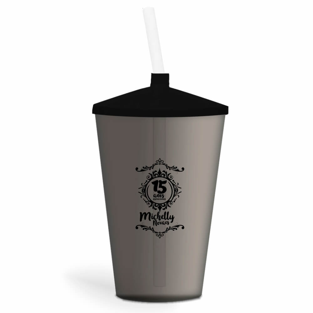 CANECA, COPOS E TAÇAS COPOS COPOS PLÁSTICOS COPO TWISTER COM CANUDO 600ML IMPRESSÃO 1 COR TRANSPARENTE FUMÊ