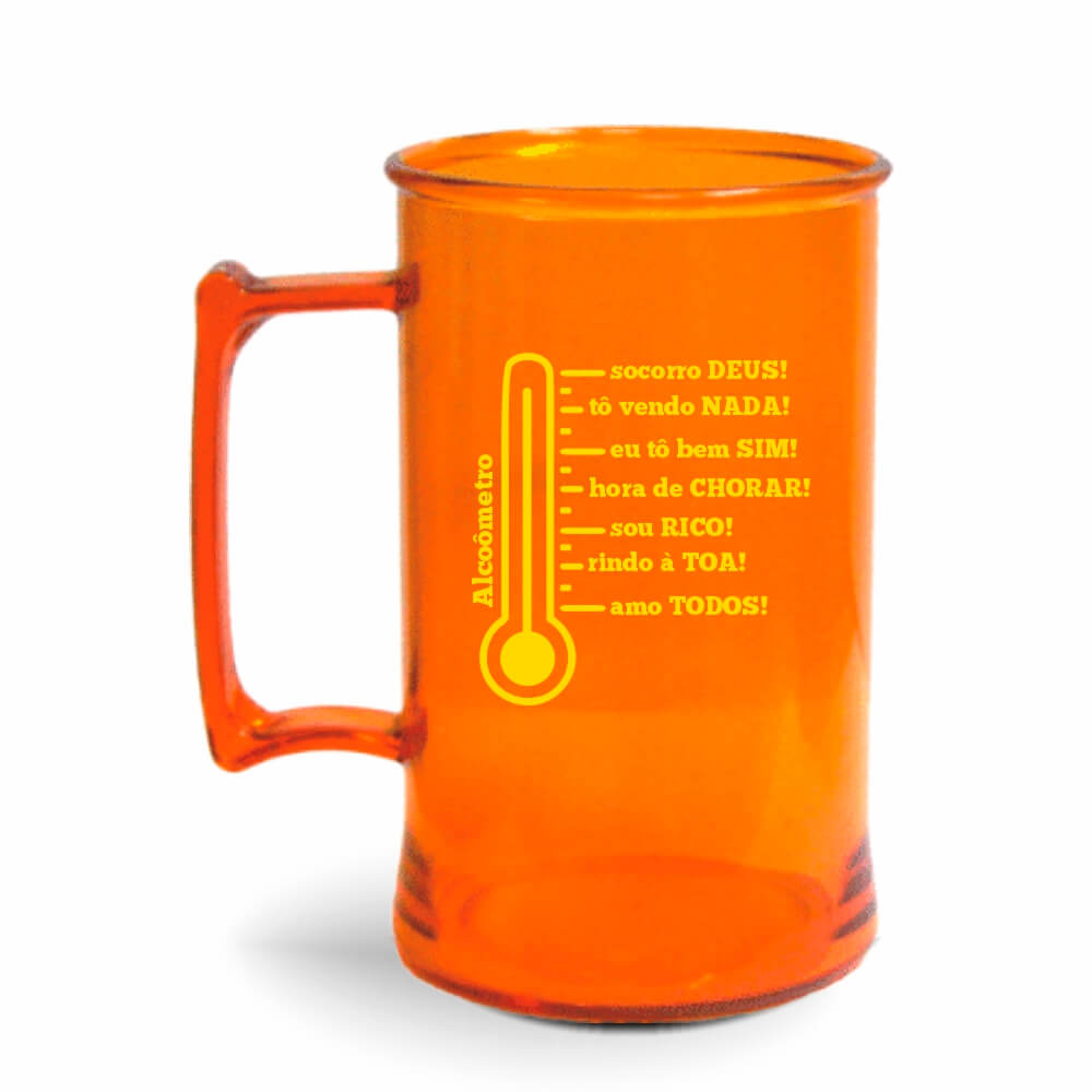 CANECA, COPOS E TAÇAS CANECAS CANECAS PLÁSTICAS CHOPP 300ML IMPRESSÃO 1 COR TRANSPARENTE LARANJA