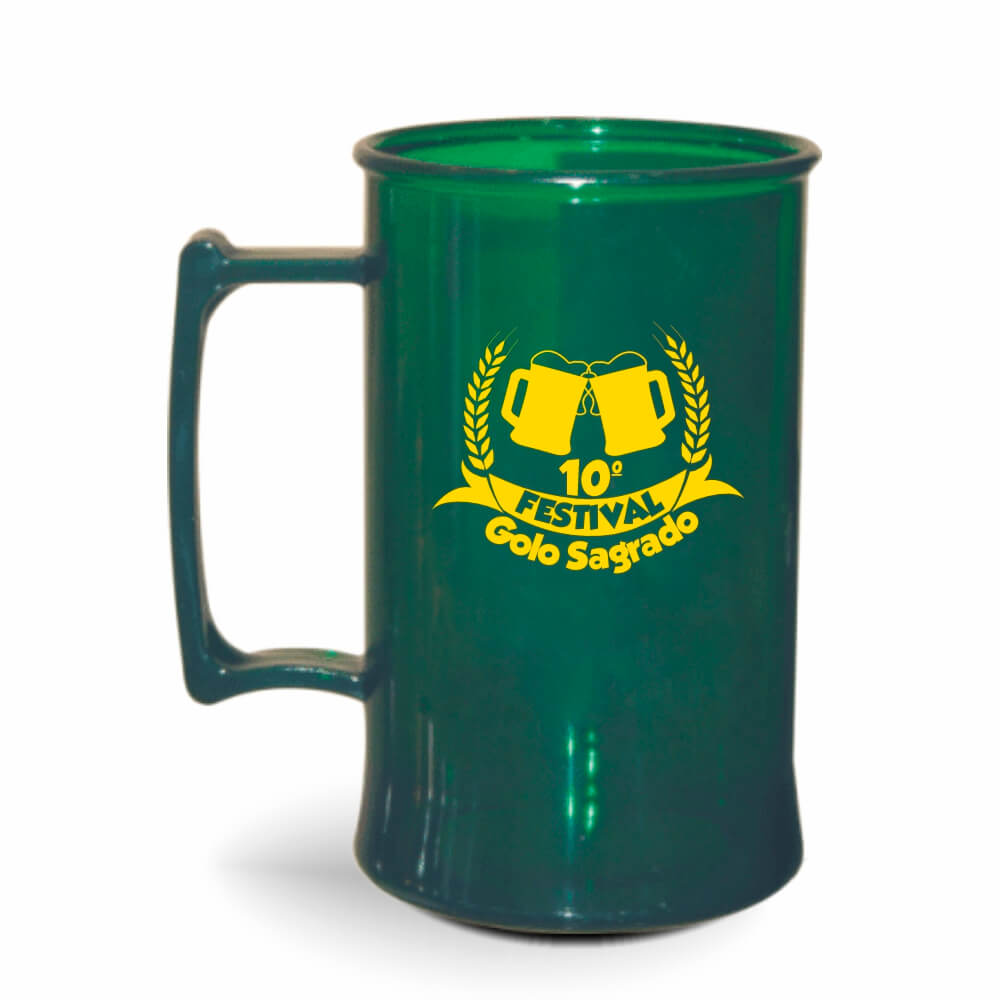 CANECA, COPOS E TAÇAS CANECAS CANECAS PLÁSTICAS CHOPP 300ML IMPRESSÃO 1 COR TRANSPARENTE VERDE
