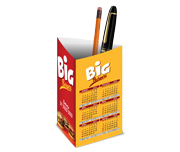CALENDÁRIOS E FOLHINHAS 2025 CALENDÁRIO DE MESA PORTA CANETAS VERTICAL COUCHÊ 250G VERNIZ UV TOTAL FRENTE - 4X0 - 3000unid - E012C