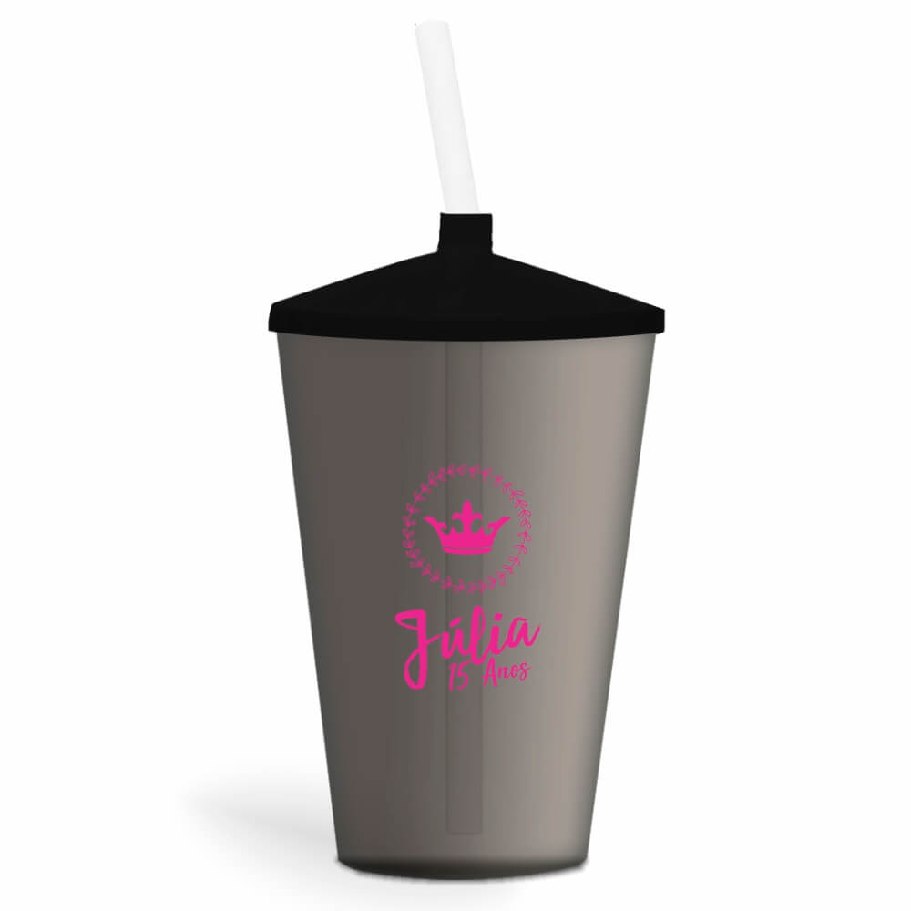 CANECA, COPOS E TAÇAS COPOS COPOS PLÁSTICOS COPO TWISTER COM CANUDO 600ML IMPRESSÃO 1 COR TRANSPARENTE FUMÊ