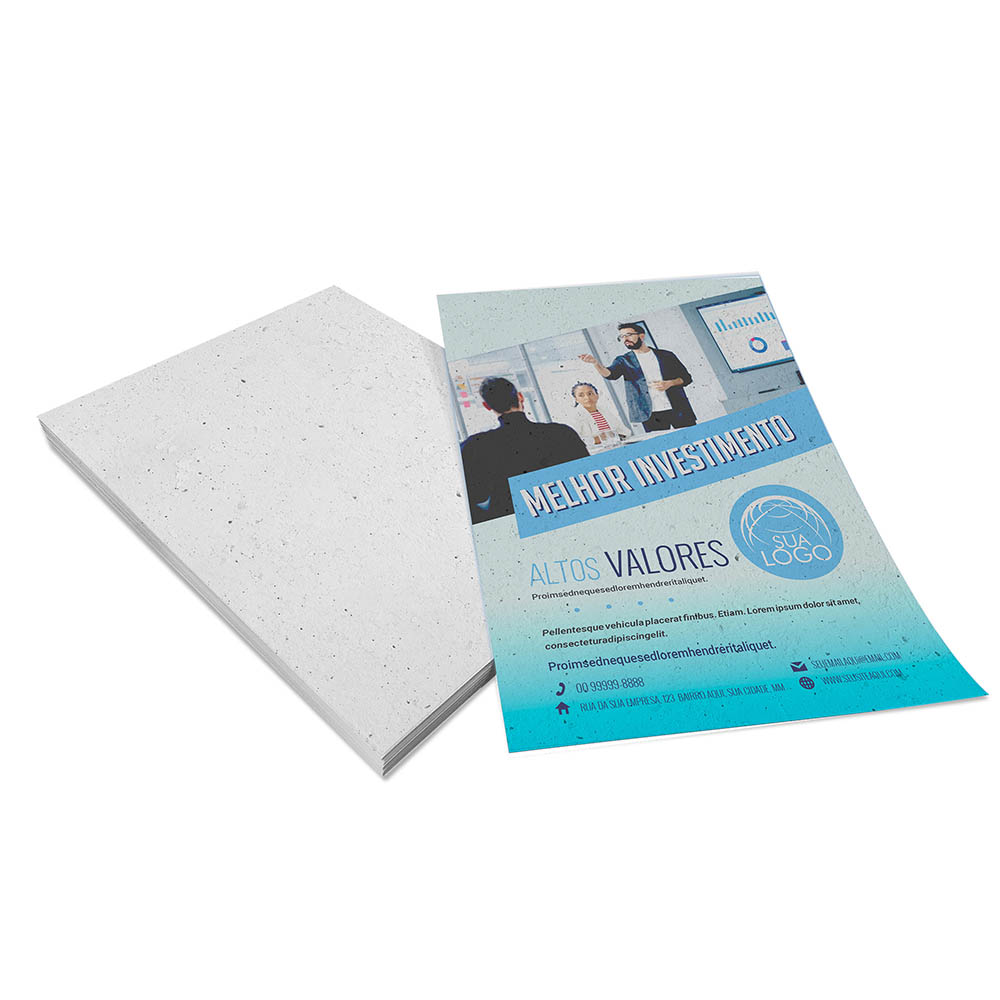 PANFLETOS, FLYERS E FOLHETOS RECICLATO 90G SEM VERNIZ 210X300MM - 4X0 - 500unid - PDR22C