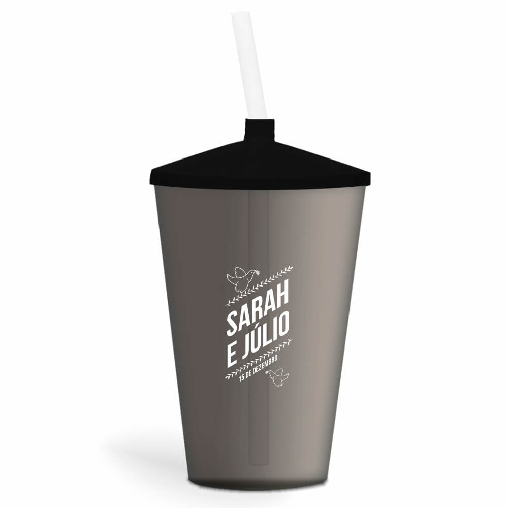 CANECA, COPOS E TAÇAS COPOS COPOS PLÁSTICOS COPO TWISTER COM CANUDO 600ML IMPRESSÃO 1 COR TRANSPARENTE FUMÊ