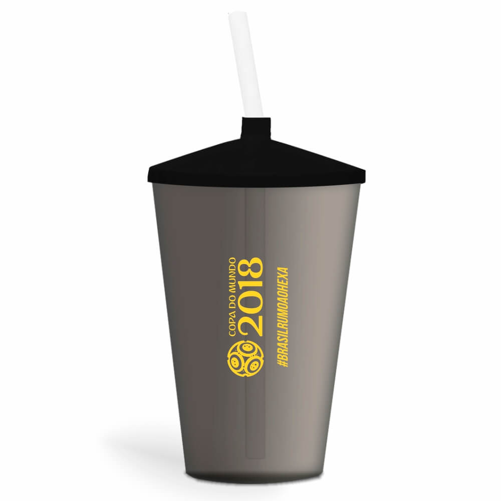 CANECA, COPOS E TAÇAS COPOS COPOS PLÁSTICOS COPO TWISTER COM CANUDO 600ML IMPRESSÃO 1 COR TRANSPARENTE FUMÊ