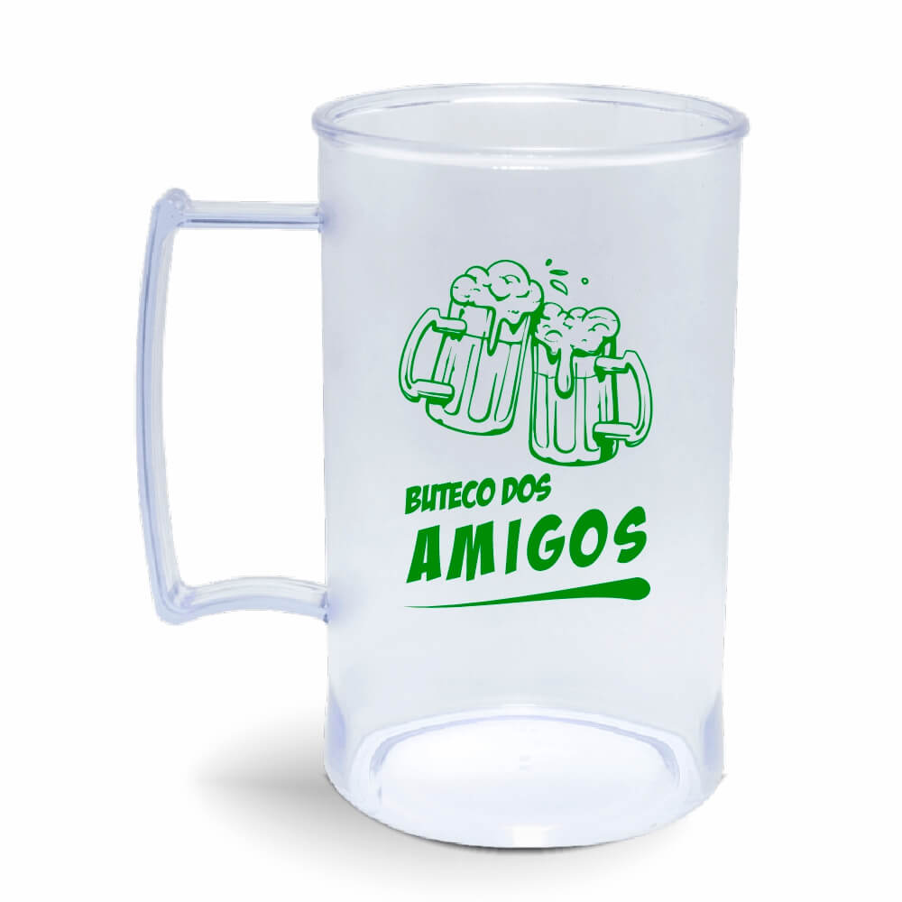 CANECA, COPOS E TAÇAS CANECAS CANECAS PLÁSTICAS CHOPP 450ML IMPRESSÃO 1 COR TRANSPARENTE CRISTAL