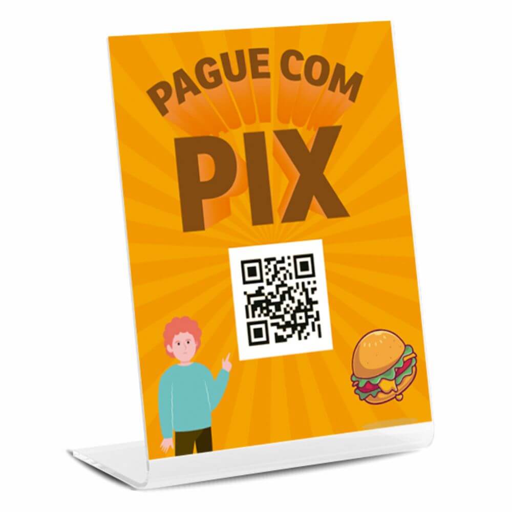 PLACA DE QR CODE PIX ACRÍLICO 3MM 150X210MM - 4X0 - 10unid - DPLS10C