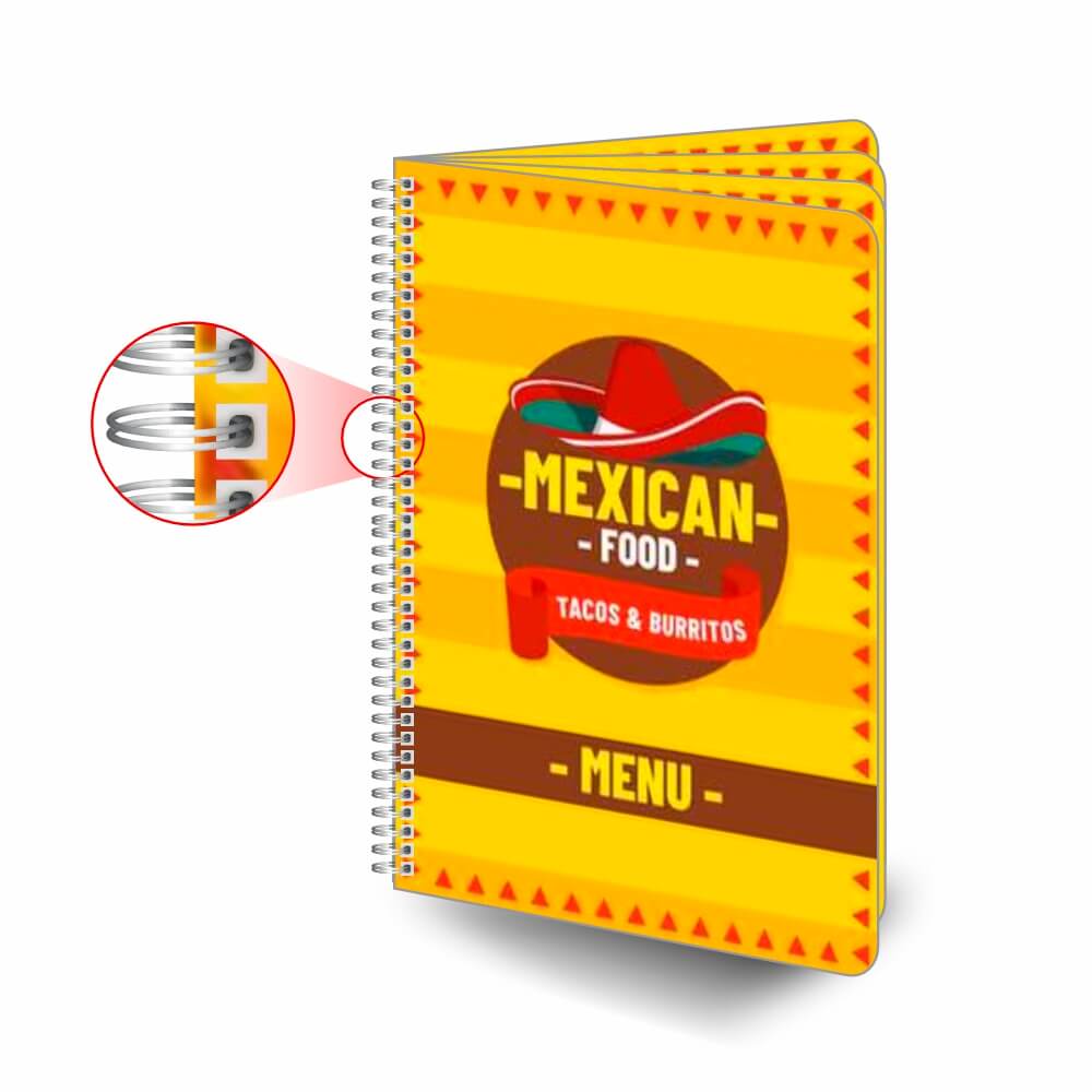 CARDÁPIOS CARDÁPIOS PERSONALIZADOS WIRE O 8 PÁGINAS PVC 0,50MM PREMIUM BRANCO 300X420MM