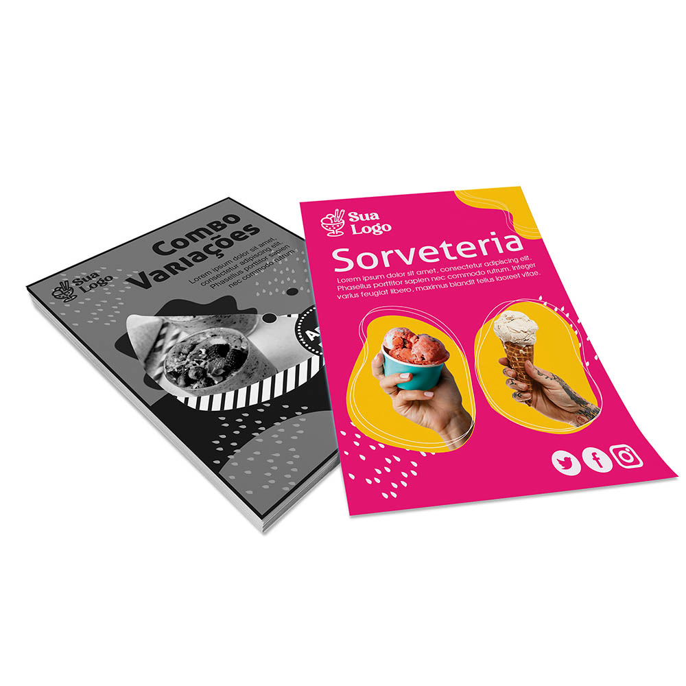 PANFLETOS, FLYERS E FOLHETOS COUCHÊ 90G SEM VERNIZ 100X140MM - 4X1 - 500unid - PATSE32C
