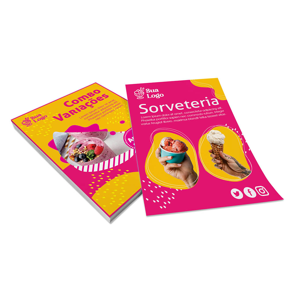 PANFLETOS, FLYERS E FOLHETOS COUCHÊ 90G SEM VERNIZ 100X140MM - 4X4 - 500unid - PATSE33C
