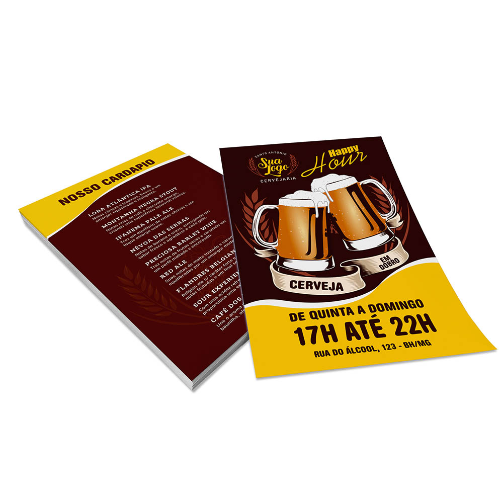 PANFLETOS, FLYERS E FOLHETOS COUCHÊ 150G SEM VERNIZ 100X150MM