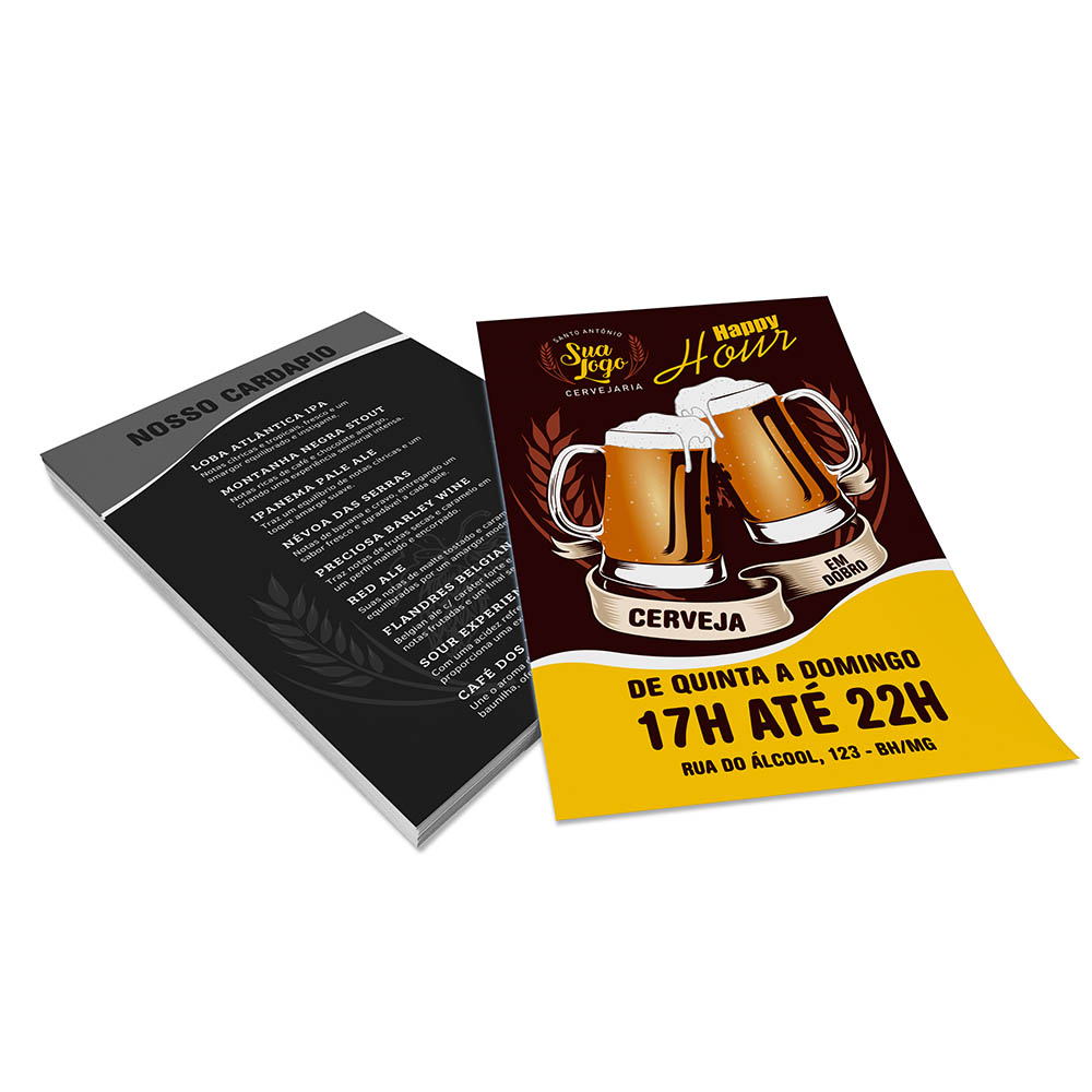 PANFLETOS, FLYERS E FOLHETOS COUCHÊ 150G SEM VERNIZ 100X150MM