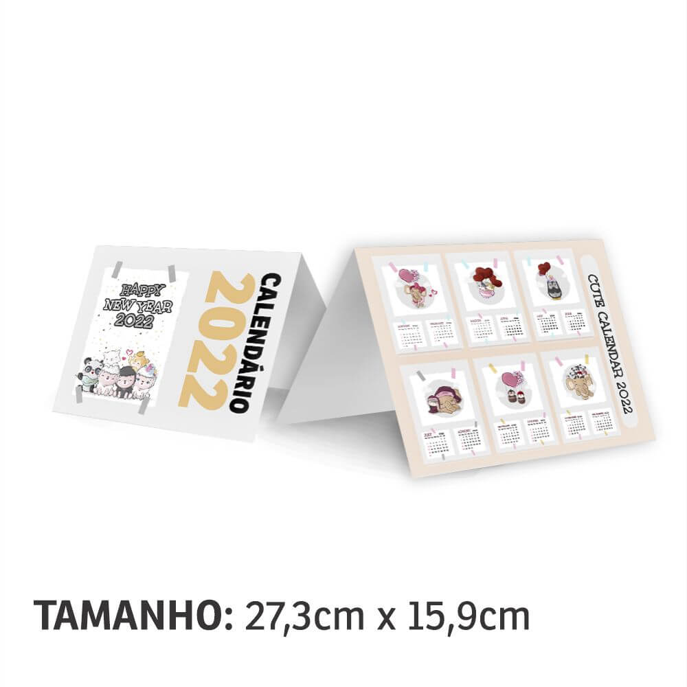 CALENDÁRIOS E FOLHINHAS 2025 CALENDÁRIO DE MESA BÁSICO PVC 0,50MM PREMIUM BRANCO - 4X0 - 252unid - CAL050P250