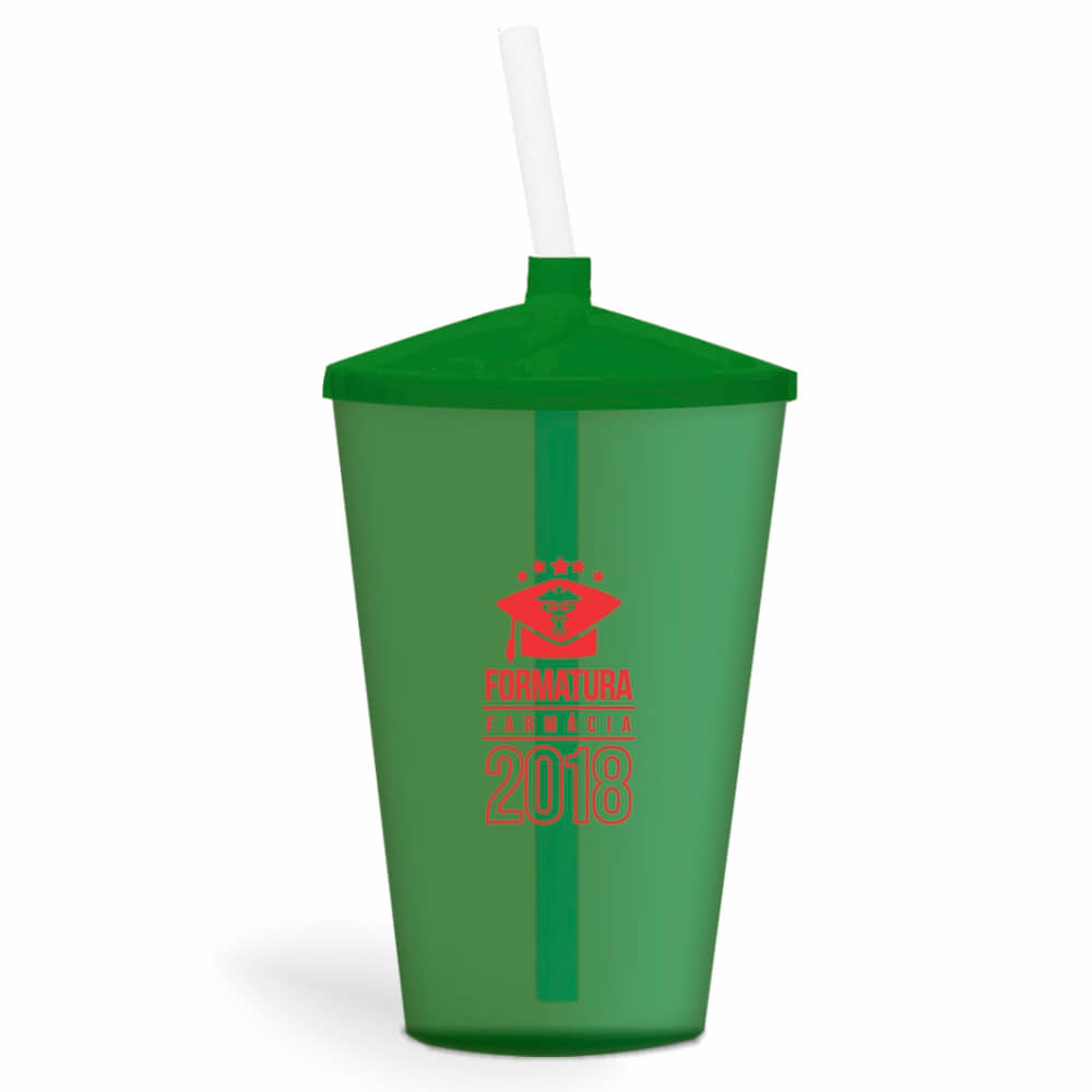 CANECA, COPOS E TAÇAS COPOS COPOS PLÁSTICOS COPO TWISTER COM CANUDO 600ML IMPRESSÃO 1 COR TRANSPARENTE VERDE