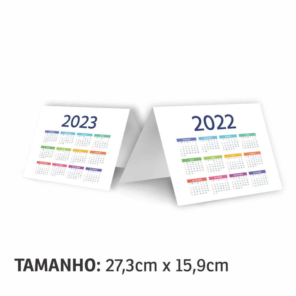 CALENDÁRIOS E FOLHINHAS 2025 CALENDÁRIO DE MESA BÁSICO PVC 0,50MM PREMIUM BRANCO - 4X0 - 12unid - CAL050P12