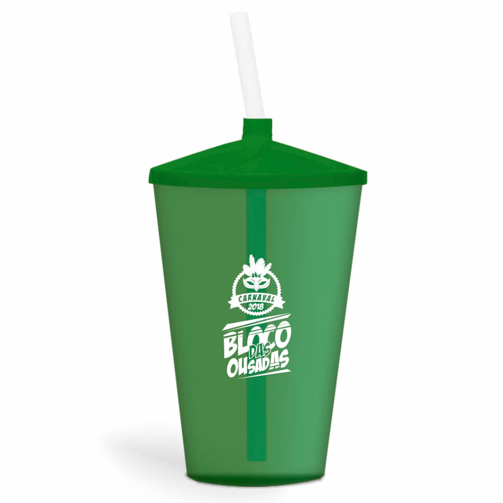 CANECA, COPOS E TAÇAS COPOS COPOS PLÁSTICOS COPO TWISTER COM CANUDO 600ML IMPRESSÃO 1 COR TRANSPARENTE VERDE