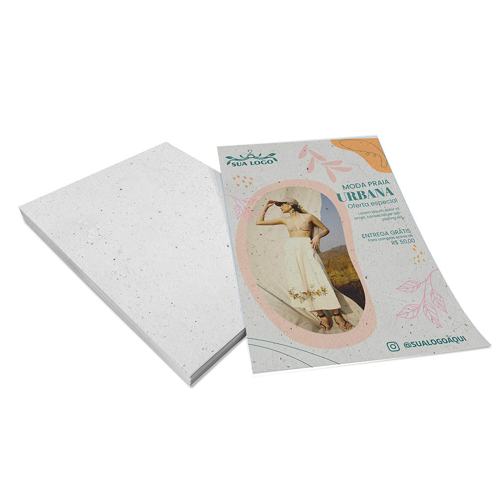 PANFLETOS, FLYERS E FOLHETOS RECICLATO 90G SEM VERNIZ 300X420MM - 4X0 - 1000unid - PDR40C1