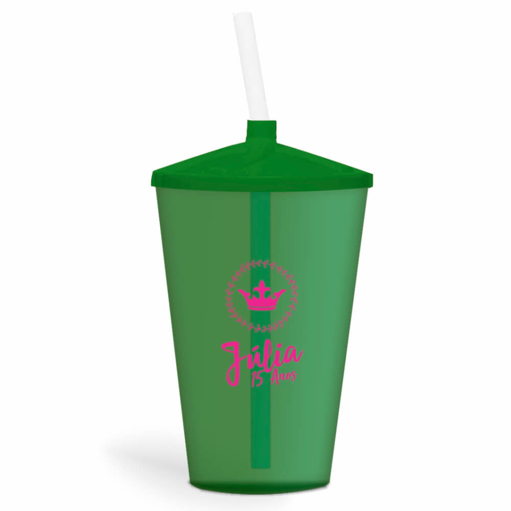 CANECA, COPOS E TAÇAS COPOS COPOS PLÁSTICOS COPO TWISTER COM CANUDO 600ML IMPRESSÃO 1 COR TRANSPARENTE VERDE