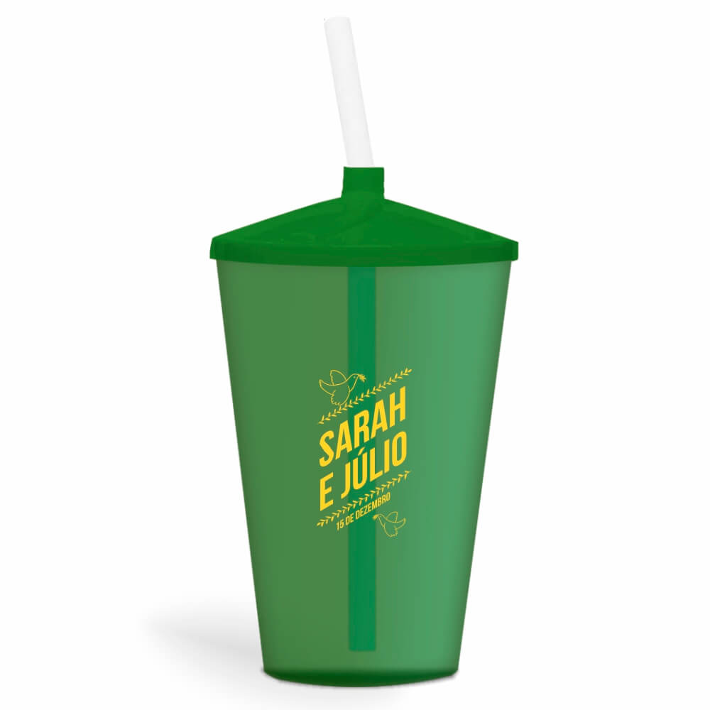 CANECA, COPOS E TAÇAS COPOS COPOS PLÁSTICOS COPO TWISTER COM CANUDO 600ML IMPRESSÃO 1 COR TRANSPARENTE VERDE