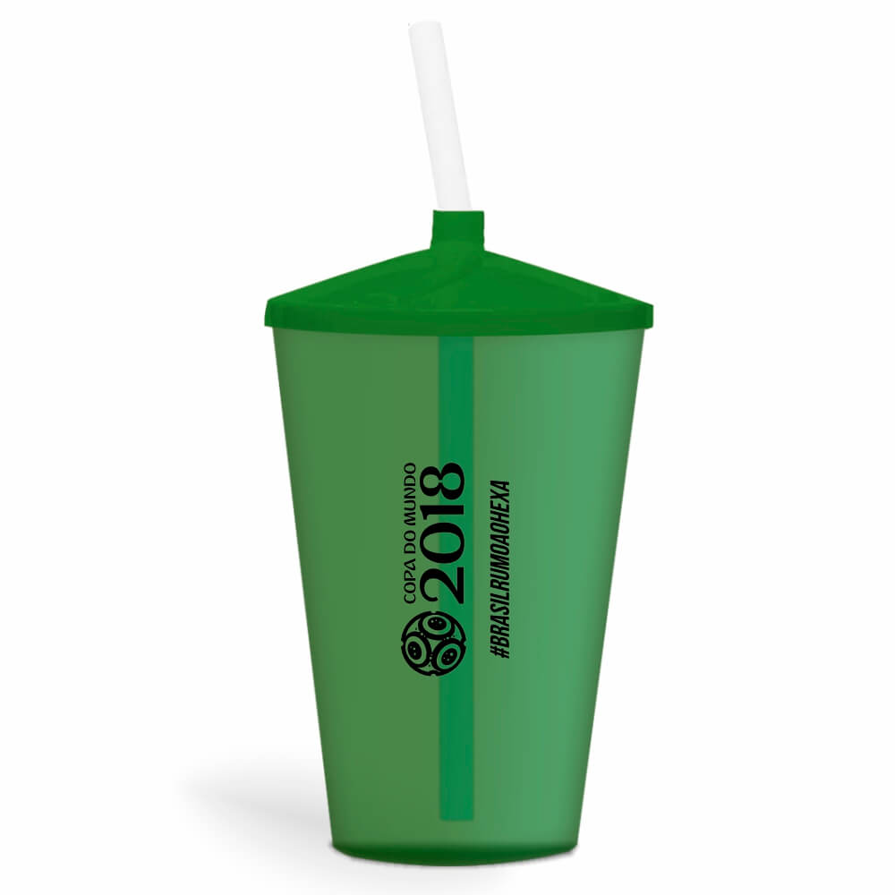 CANECA, COPOS E TAÇAS COPOS COPOS PLÁSTICOS COPO TWISTER COM CANUDO 600ML IMPRESSÃO 1 COR TRANSPARENTE VERDE