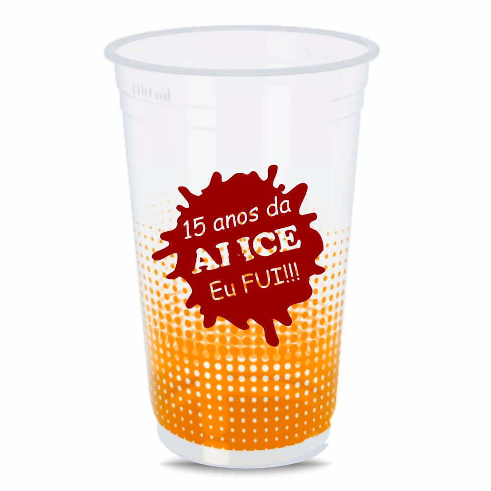 CANECA, COPOS E TAÇAS COPOS COPOS DESCARTÁVEIS 500ML IMPRESSÃO SILK TRANSPARENTE 360