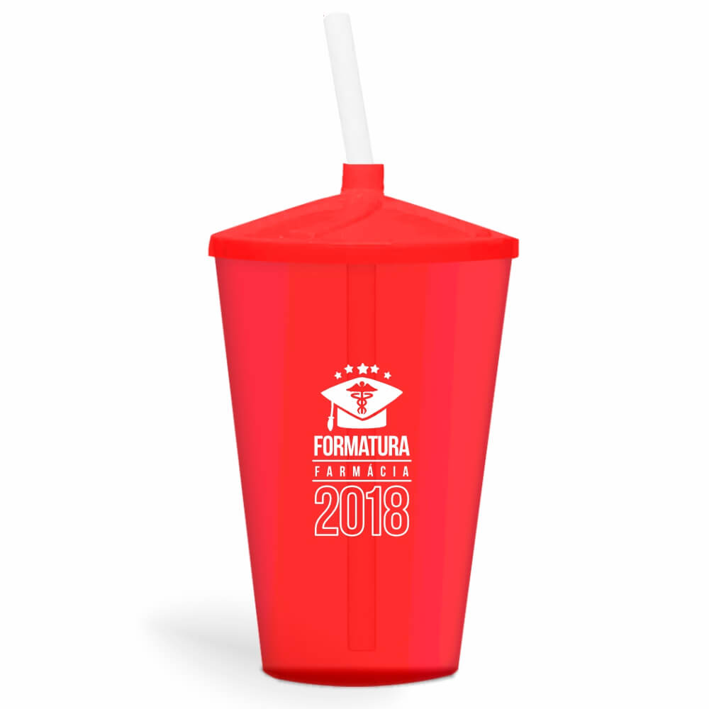 CANECA, COPOS E TAÇAS COPOS COPOS PLÁSTICOS COPO TWISTER COM CANUDO 600ML IMPRESSÃO 1 COR TRANSPARENTE VERMELHO