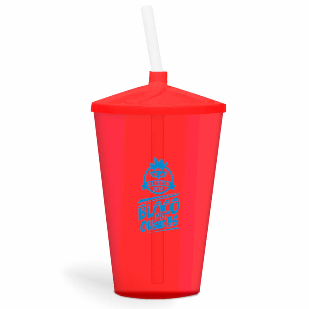CANECA, COPOS E TAÇAS COPOS COPOS PLÁSTICOS COPO TWISTER COM CANUDO 600ML IMPRESSÃO 1 COR TRANSPARENTE VERMELHO