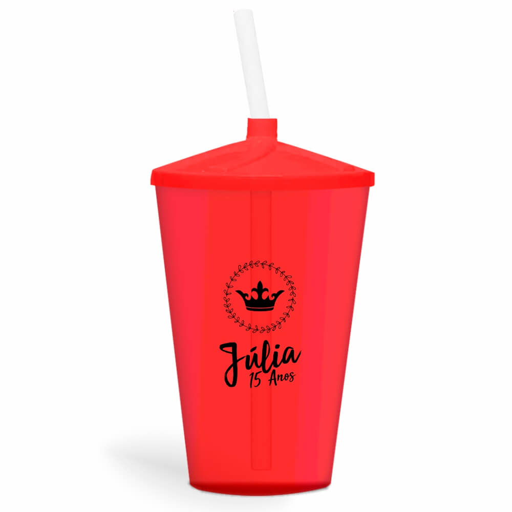 CANECA, COPOS E TAÇAS COPOS COPOS PLÁSTICOS COPO TWISTER COM CANUDO 600ML IMPRESSÃO 1 COR TRANSPARENTE VERMELHO