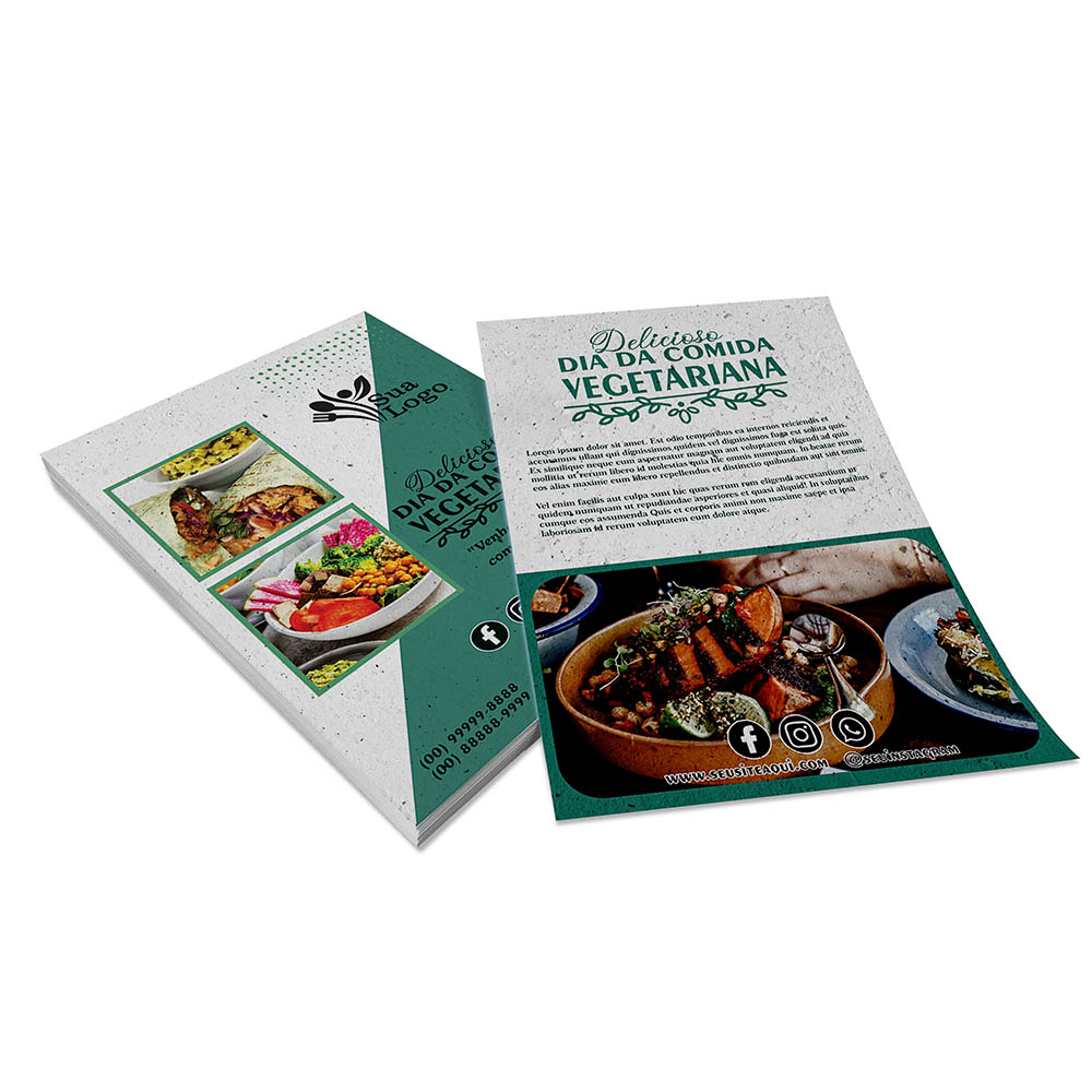 PANFLETOS, FLYERS E FOLHETOS RECICLATO 90G SEM VERNIZ 300X420MM