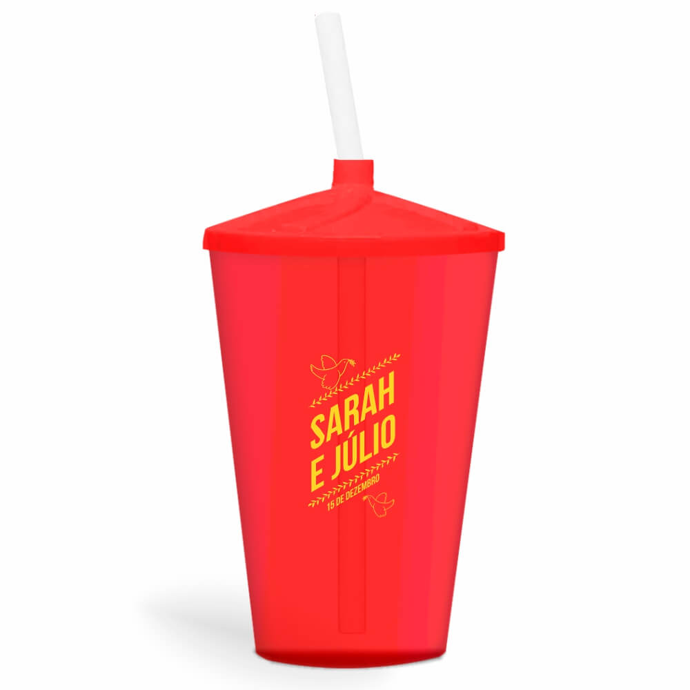 CANECA, COPOS E TAÇAS COPOS COPOS PLÁSTICOS COPO TWISTER COM CANUDO 600ML IMPRESSÃO 1 COR TRANSPARENTE VERMELHO