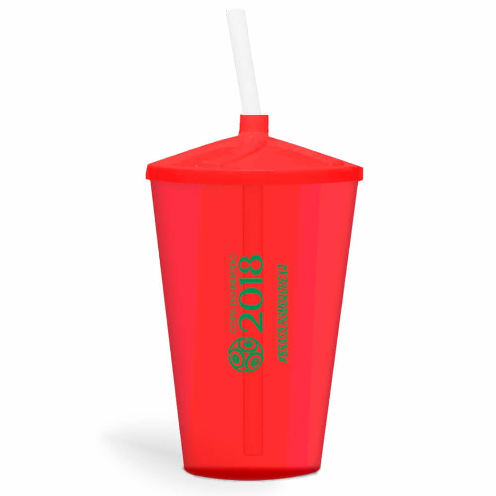 CANECA, COPOS E TAÇAS COPOS COPOS PLÁSTICOS COPO TWISTER COM CANUDO 600ML IMPRESSÃO 1 COR TRANSPARENTE VERMELHO