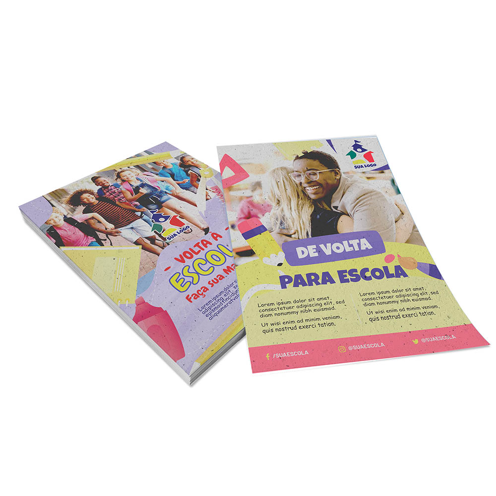 PANFLETOS, FLYERS E FOLHETOS RECICLATO 90G SEM VERNIZ 300X420MM - 4X4 - 500unid - PDR46C