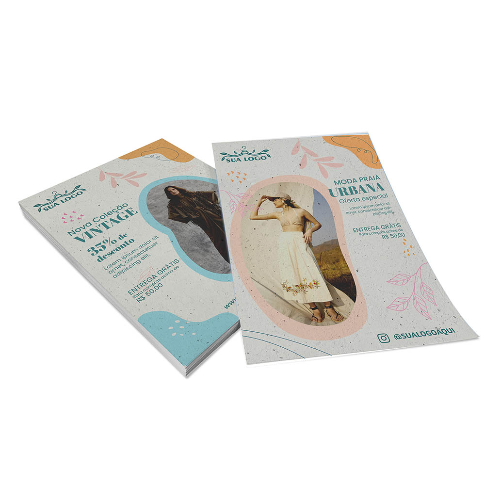 PANFLETOS, FLYERS E FOLHETOS RECICLATO 90G SEM VERNIZ 300X420MM - 4X4 - 1000unid - PDR46C1