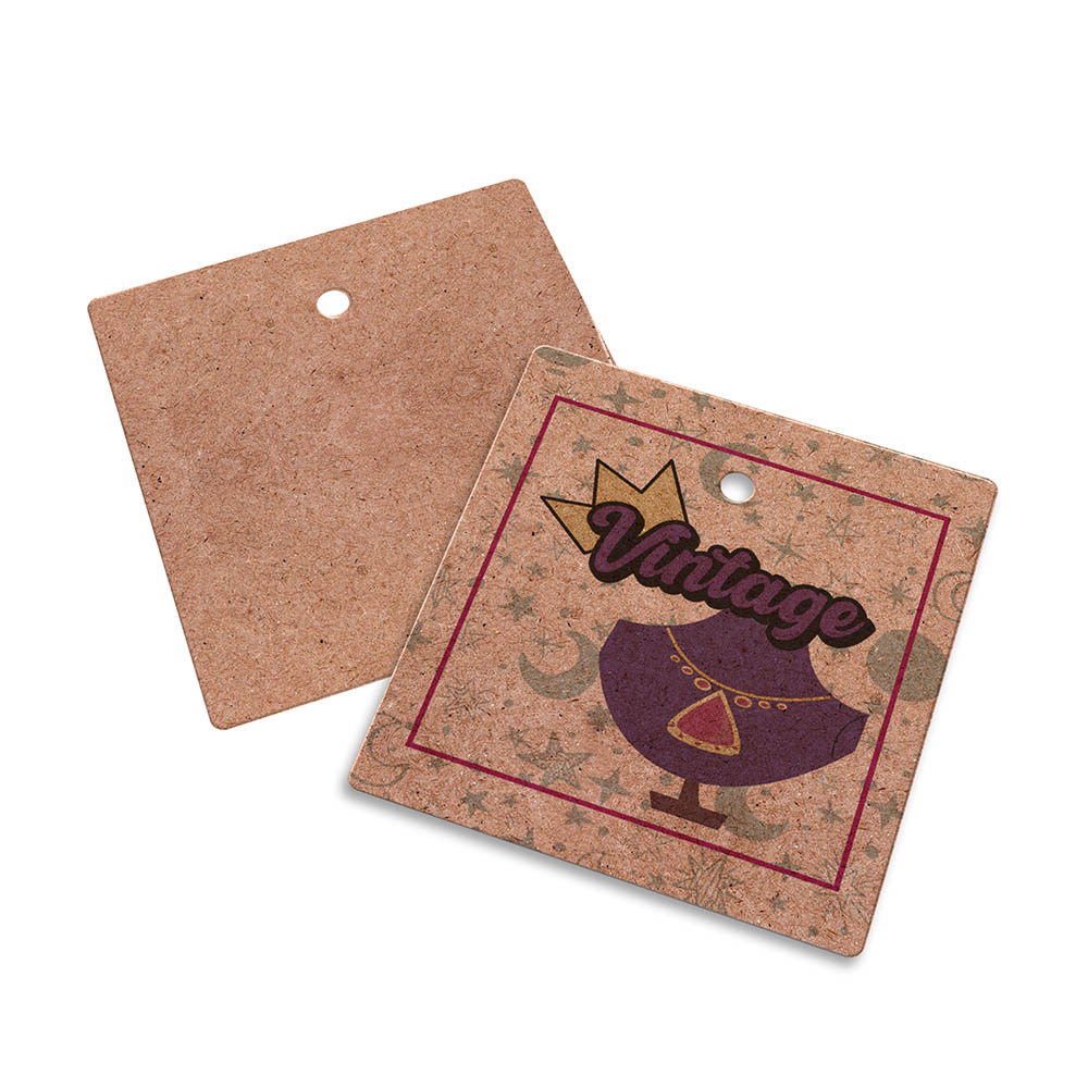 TAGS TAGS PADRÃO FURO KRAFT 250G SEM LAMINAÇÃO E SEM VERNIZ SEM VERNIZ 45X51MM - 4X0 - 500unid - TDK0500CO