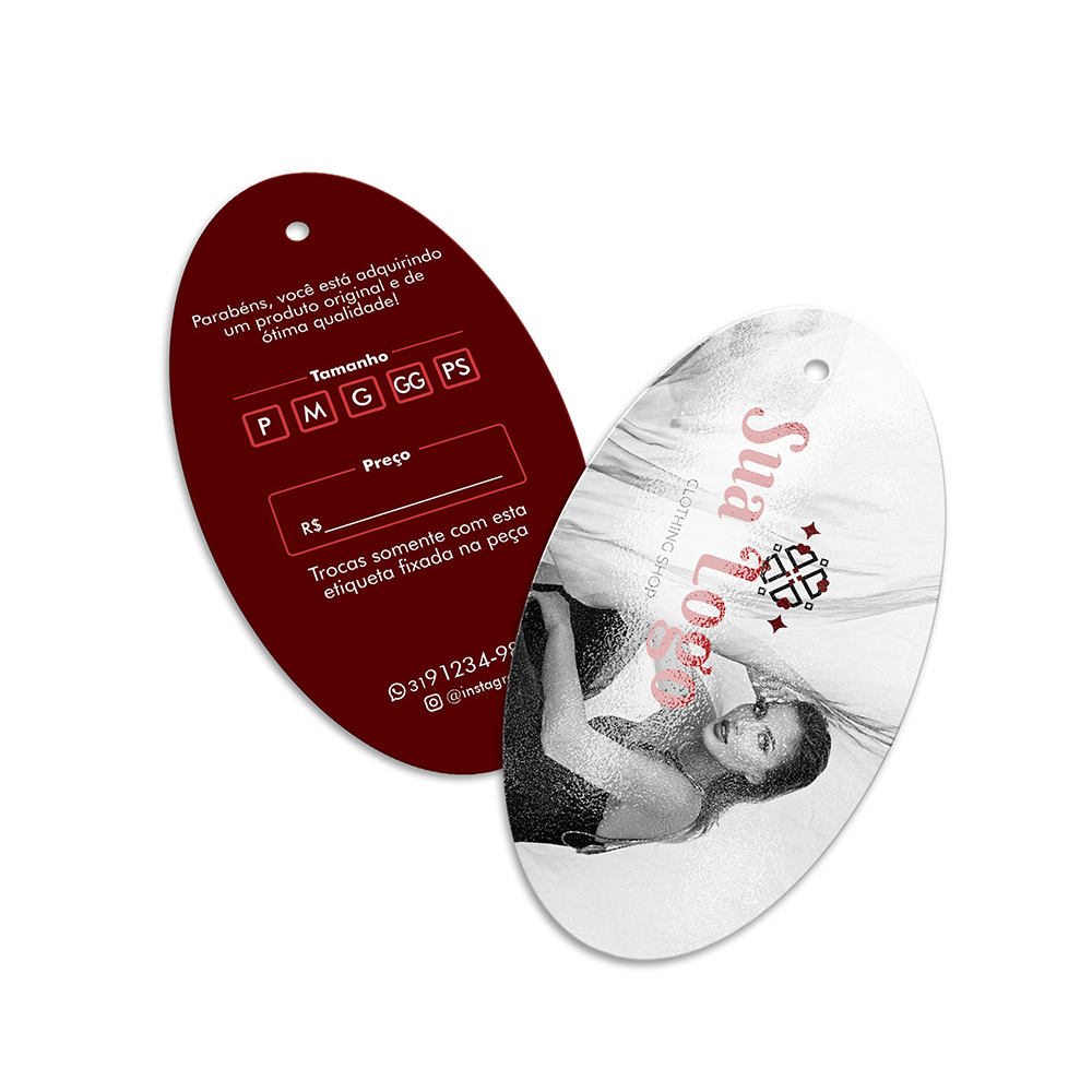 TAGS TAGS ESPECIAIS COUCHÊ 300G VERNIZ UV VERNIZ UV TOTAL FRENTE 91X51MM - 4X4 - 3000unid - 3300E