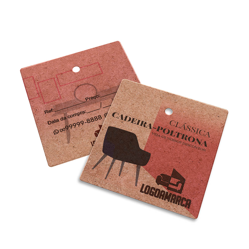 TAGS TAGS PADRÃO FURO KRAFT 250G SEM LAMINAÇÃO E SEM VERNIZ SEM VERNIZ 45X51MM - 4X4 - 100unid - TDK4100CO