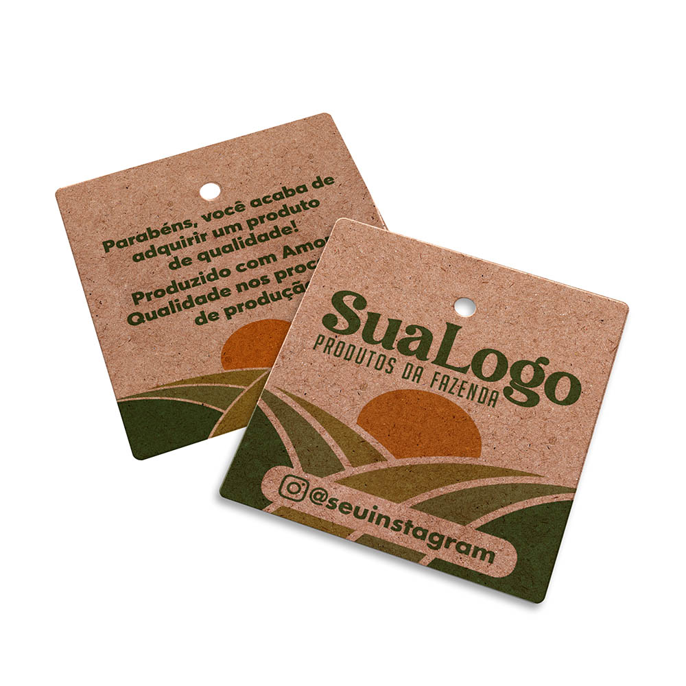 TAGS TAGS PADRÃO FURO KRAFT 250G SEM LAMINAÇÃO E SEM VERNIZ SEM VERNIZ 45X51MM - 4X4 - 250unid - TDK4250CO