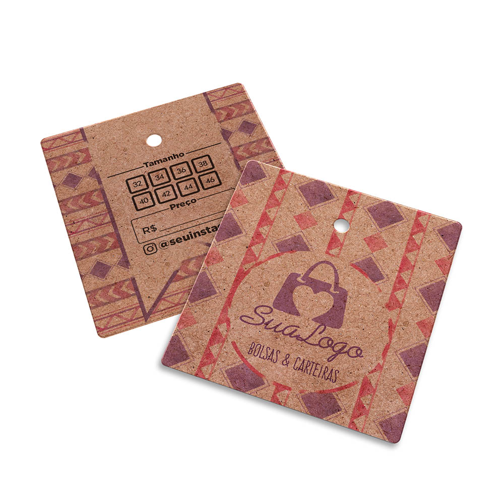 TAGS TAGS PADRÃO FURO KRAFT 250G SEM LAMINAÇÃO E SEM VERNIZ SEM VERNIZ 45X51MM - 4X4 - 50unid - TDK450CO