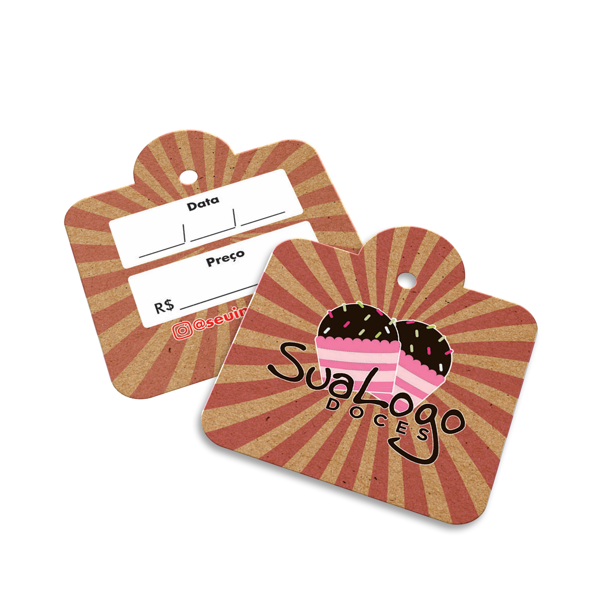 TAGS TAGS ESPECIAIS KRAFT 250G SEM LAMINAÇÃO E SEM VERNIZ SEM VERNIZ COM TINTA BRANCA 45X51MM - 4X4 - 100unid - TDK4100C