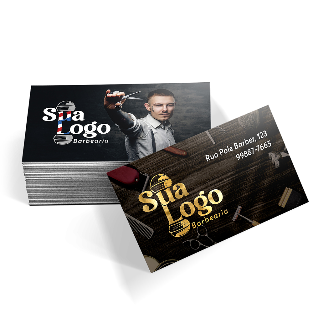 CARTÕES DE VISITA COUCHÊ 300G HOT STAMPING LAM FOSCA FV E HOTSTAMPING FR - 4X4 - 100unid - CFHF100C