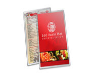 CARDÁPIOS CARDÁPIOS PERSONALIZADOS PLASTIFICADOS PLASTIFICAÇÃO RÍGIDA 0,10MM COUCHÊ 150G 150X445MM - 4X4 - 100unid - CPR144200C