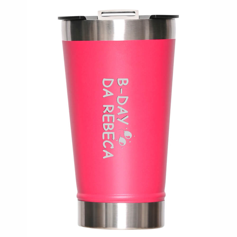 CANECA, COPOS E TAÇAS COPOS COPOS TÉRMICOS MODELO COM ABRIDOR GRAVAÇÃO FRONTAL 470ML ROSA PINK